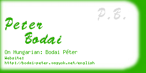 peter bodai business card